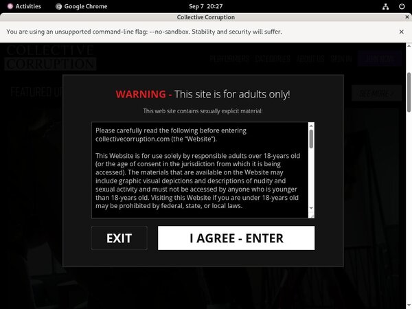 Collective Corruption Sign Up Page